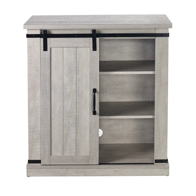 Meuble d'appoint à porte coulissante de style grange de 32 po avec étagères réglables