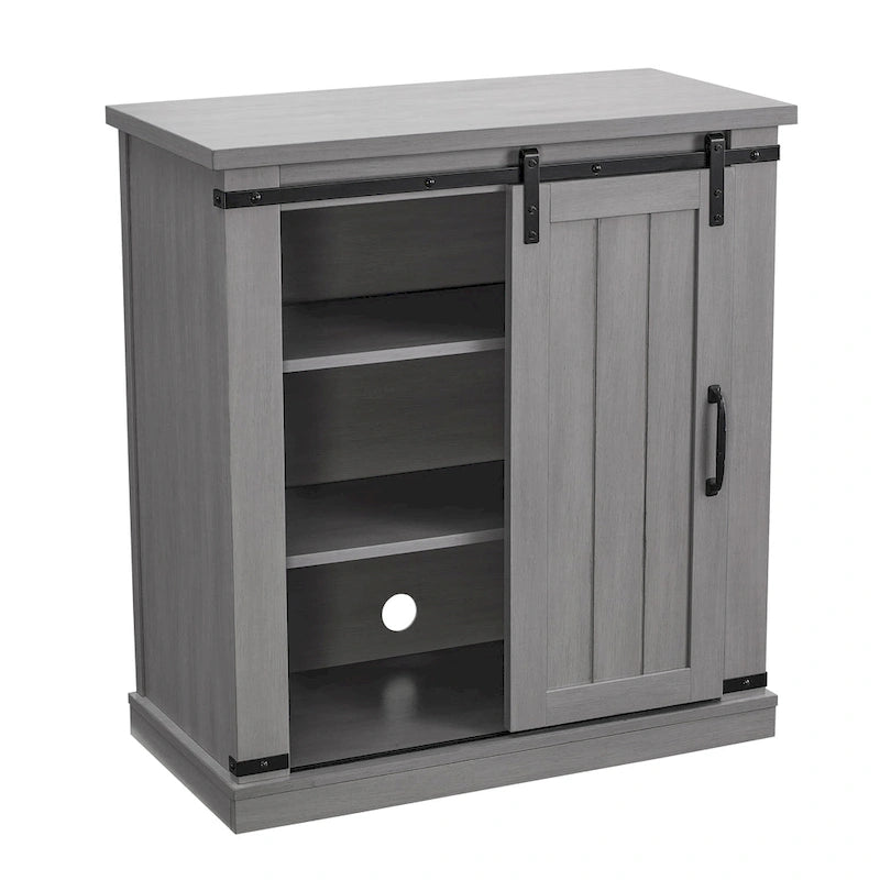 Meuble d'appoint à porte coulissante de style grange de 32 po avec étagères réglables