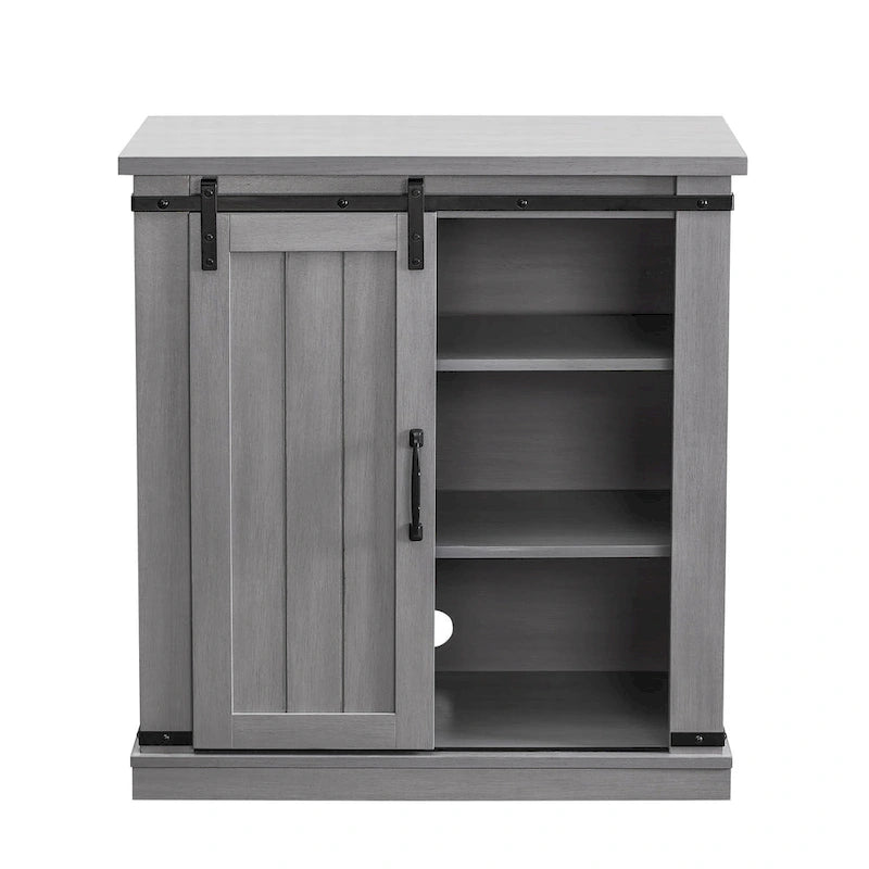 Meuble d'appoint à porte coulissante de style grange de 32 po avec étagères réglables