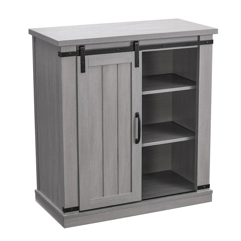 Meuble d'appoint à porte coulissante de style grange de 32 po avec étagères réglables