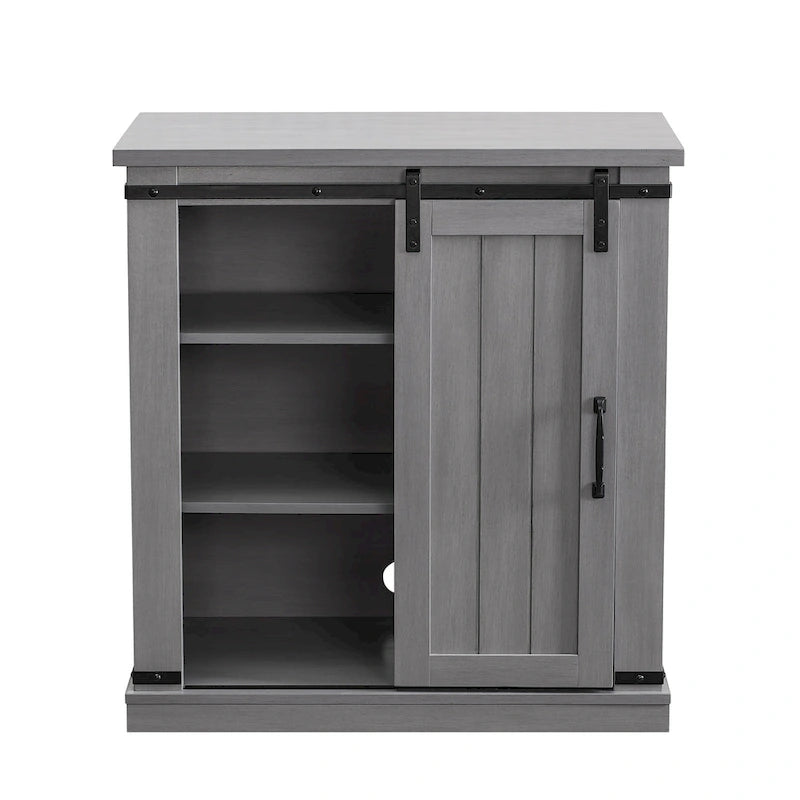Meuble d'appoint à porte coulissante de style grange de 32 po avec étagères réglables