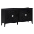 Buffet rétro à 4 portes avec motif rainuré circulaire et poignées rondes en métal - 60L x 16W x 32H