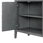 Buffet rétro à 4 portes avec motif rainuré circulaire et poignées rondes en métal - 60L x 16W x 32H