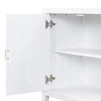 Buffet rétro à 4 portes avec motif rainuré circulaire et poignées rondes en métal - 60L x 16W x 32H