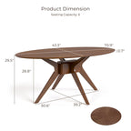 Table à manger ovale en noyer, style Mid-Century Modern, 180 cm