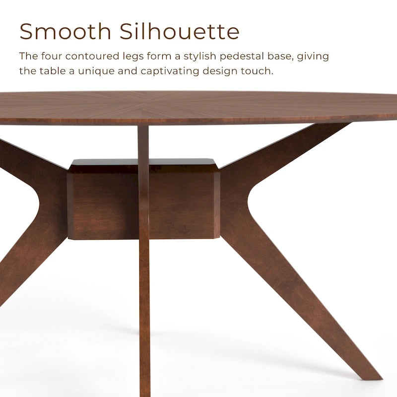 Table à manger ovale en noyer, style Mid-Century Modern, 180 cm