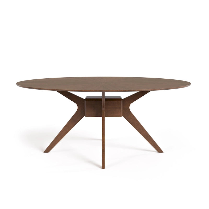 Table à manger ovale en noyer, style Mid-Century Modern, 180 cm