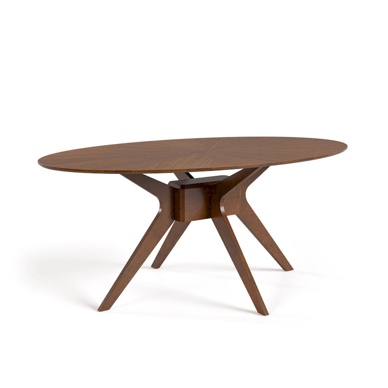 Table à manger ovale en noyer, style Mid-Century Modern, 180 cm