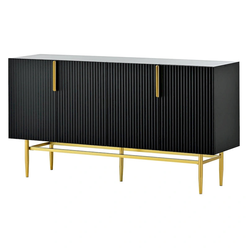 Bahut buffet 4 portes avec poignées métalliques - 60"L x 15.2"l x 30.9"H