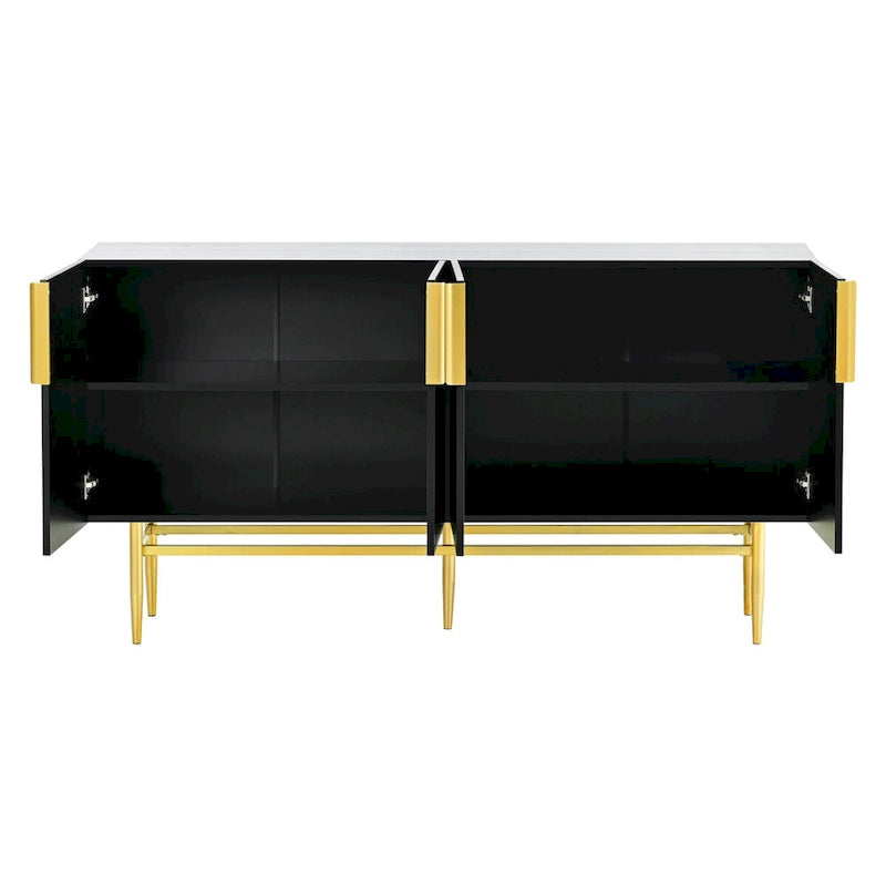 Bahut buffet 4 portes avec poignées métalliques - 60"L x 15.2"l x 30.9"H