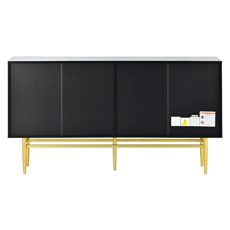 Bahut buffet 4 portes avec poignées métalliques - 60"L x 15.2"l x 30.9"H