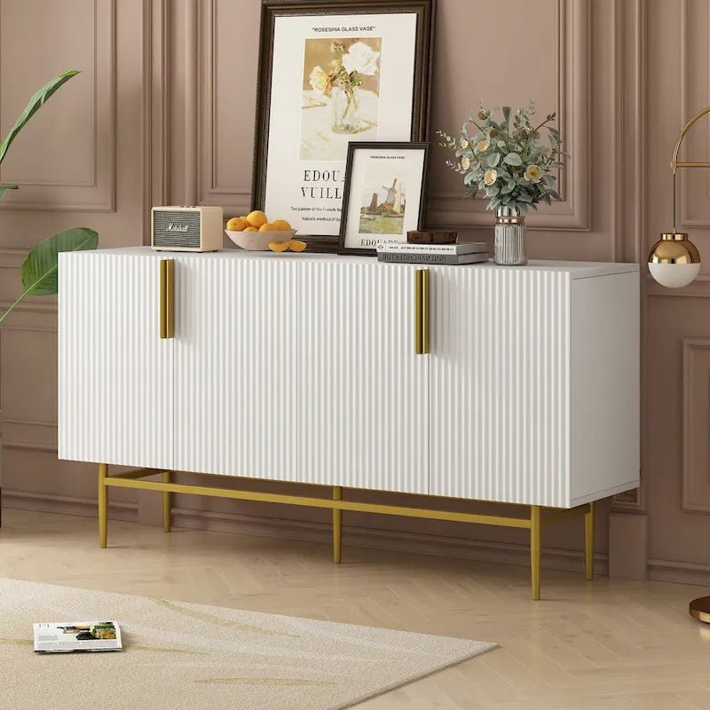 Bahut buffet 4 portes avec poignées métalliques - 60"L x 15.2"l x 30.9"H