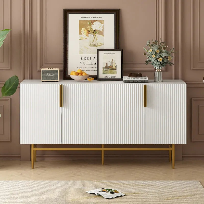 Bahut buffet 4 portes avec poignées métalliques - 60"L x 15.2"l x 30.9"H