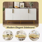 Bahut buffet 4 portes avec poignées métalliques - 60"L x 15.2"l x 30.9"H