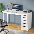 Bureau d'ordinateur en bois de 47 pouces avec 5 tiroirs et cadre en métal
