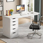Bureau d'ordinateur en bois de 47 pouces avec 5 tiroirs et cadre en métal