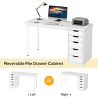 Bureau d'ordinateur en bois de 47 pouces avec 5 tiroirs et cadre en métal
