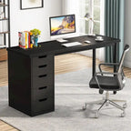 Bureau d'ordinateur en bois de 47 pouces avec 5 tiroirs et cadre en métal