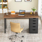 Bureau d'ordinateur en bois de 47 pouces avec 5 tiroirs et cadre en métal