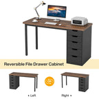 Bureau d'ordinateur en bois de 47 pouces avec 5 tiroirs et cadre en métal