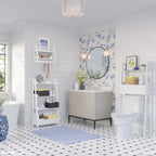 Étagère-échelle au-dessus des toilettes avec porte abattante – Blanche