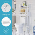 Étagère-échelle au-dessus des toilettes avec porte abattante – Blanche